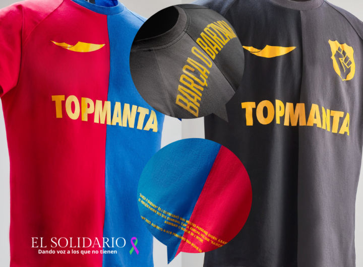 Campaña del Sindicato "TopManta" de Barcelona para concienciar de la situación de los migrantes y en contra del imperialismo