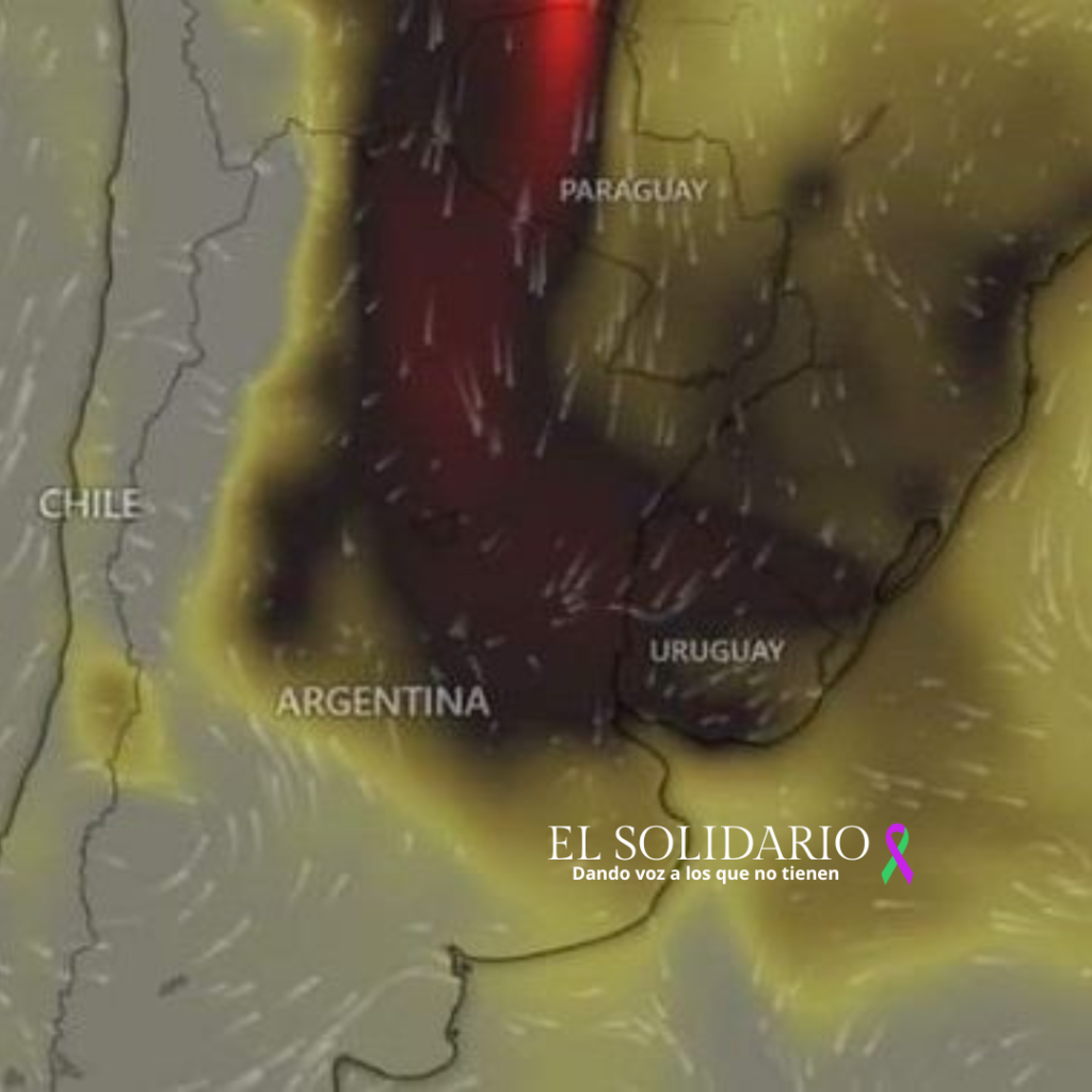 Imagen meteorológica del humo en Argentina y Uruguay. Archivo: El Solidario