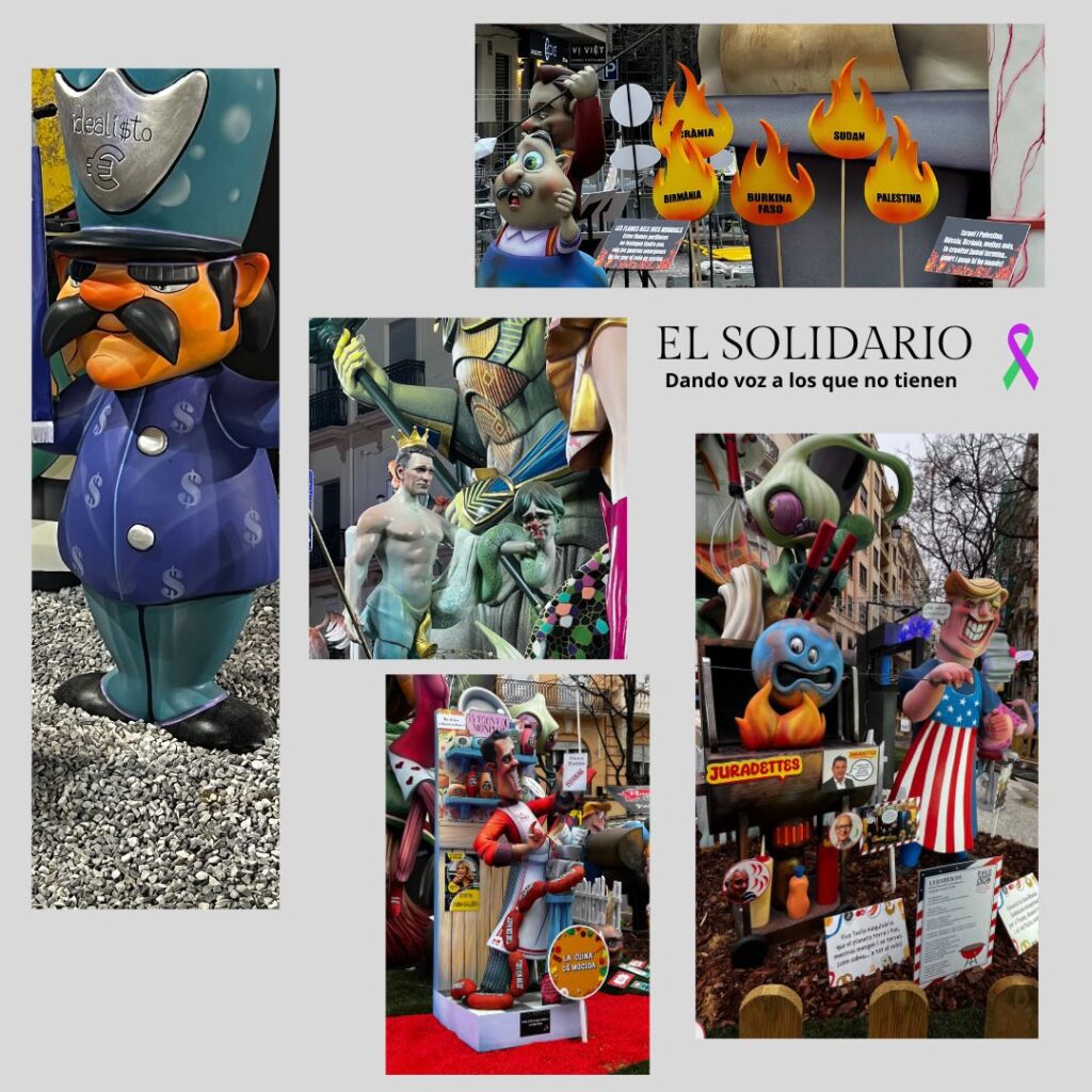 Desde la crisis de la vivienda, pasando por las guerras internacionales, hasta las figuras políticas como Donald Trump, Carlos Mazón y otros líderes actuales, nadie ha quedado indemne ante la sátira fallera.
Tomas: Alfonsina Esquivel