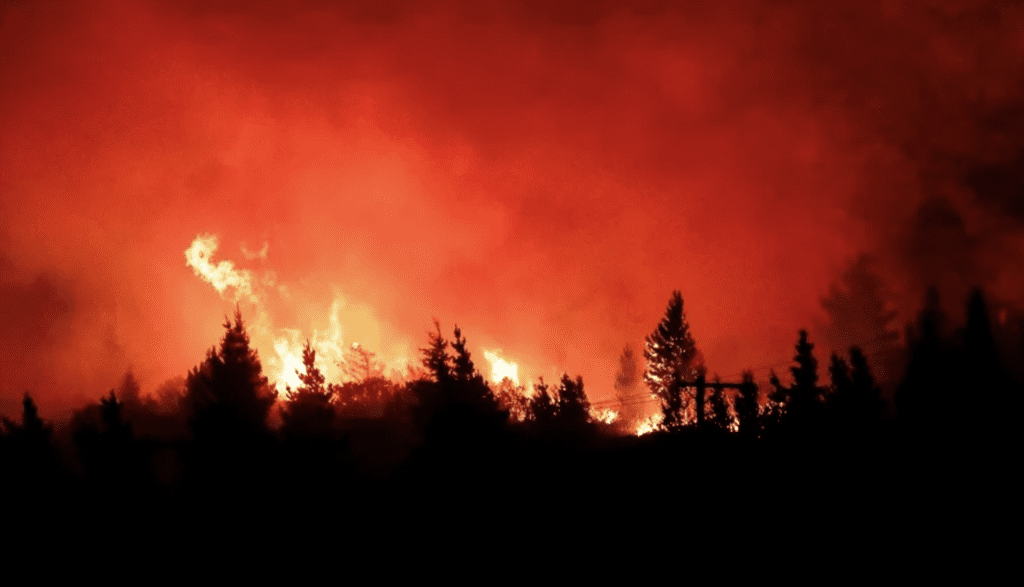 Toma de un incendio forestal en Chubut, Patagonia Argentina. EFE/ Greenpeace