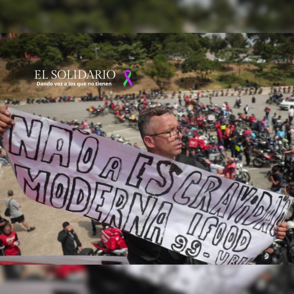 "No a la esclavitud moderna" Reclamos de los repartidores de apps en Brasil / Toma Folha UOL / El solidario