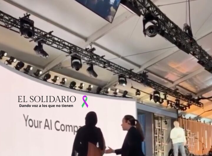 Ibtihal Abu Saud, ingeniera de Microsoft silenciada tras denunciar uso de IA en Gaza en una conferencia al CEO de IA Mustafa Suleyman / Toma de RRSS / El Solidario