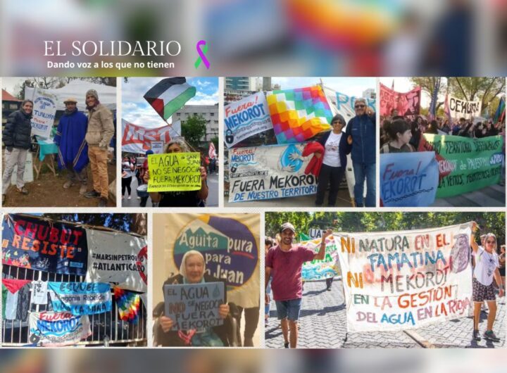 Distintas movilizaciones en diversas provincias argentina en contra de la empresa israelí Mekorot / Collage de tierranativa.org.ar / El Solidario