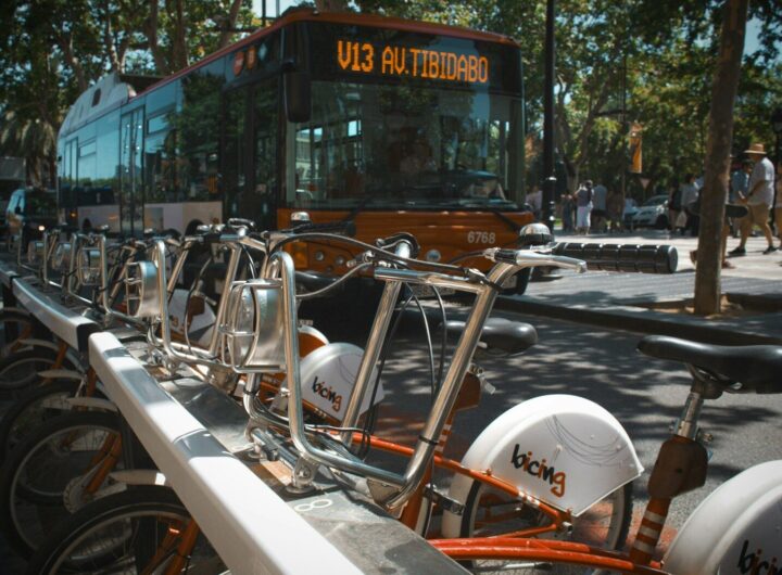 bus near bikes