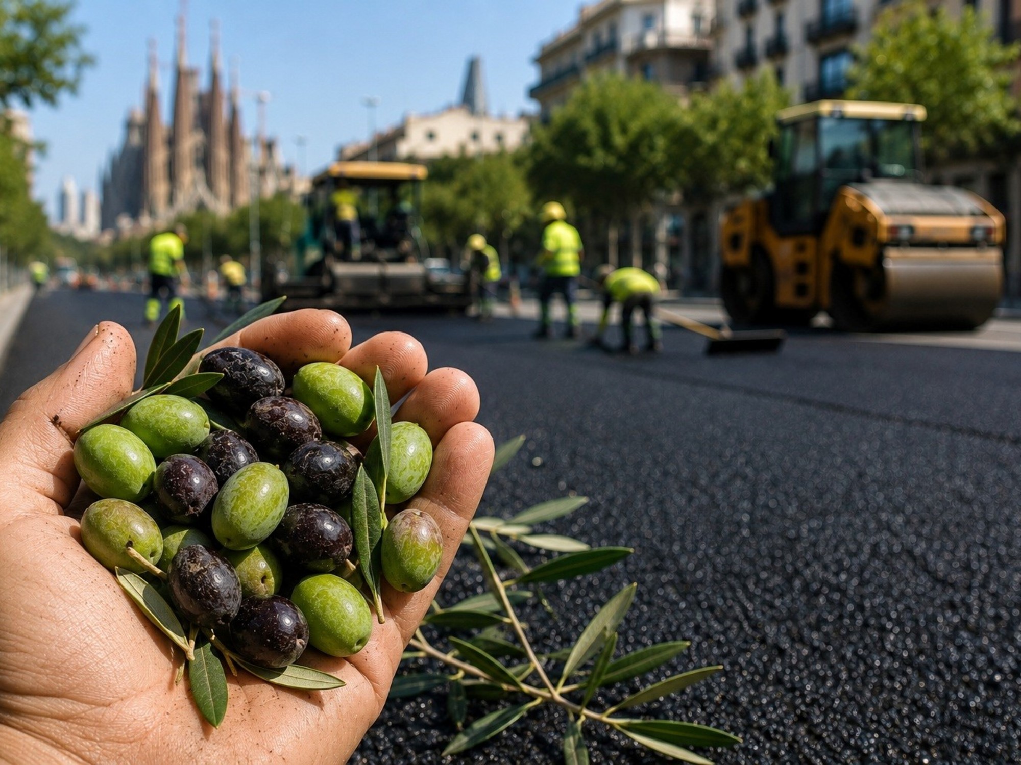 Barcelona asfaltará con huesos de aceituna para reducir emisiones