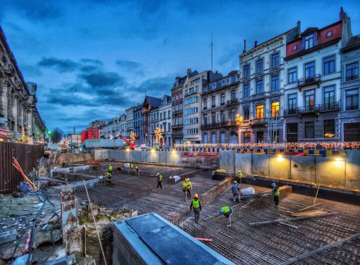 a group of people working on a construction site