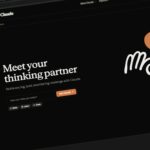 Website interface with text and abstract drawing