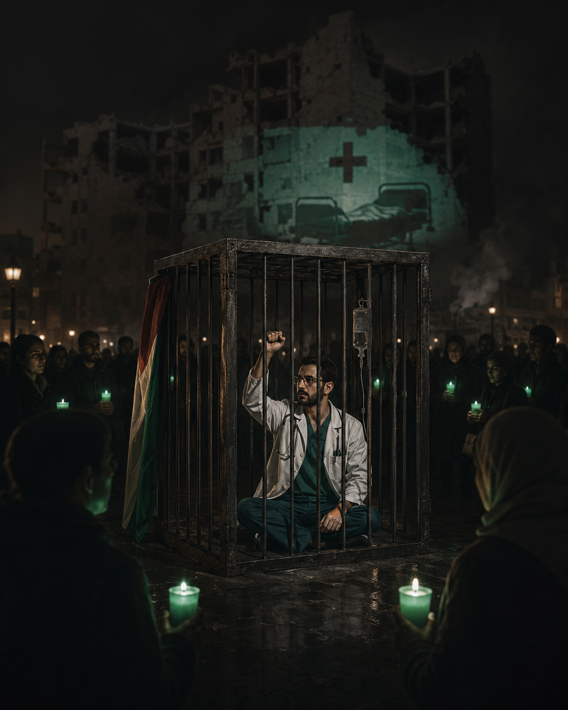Un médico turco se encerró en una jaula para que el mundo mire a Abu Safiya