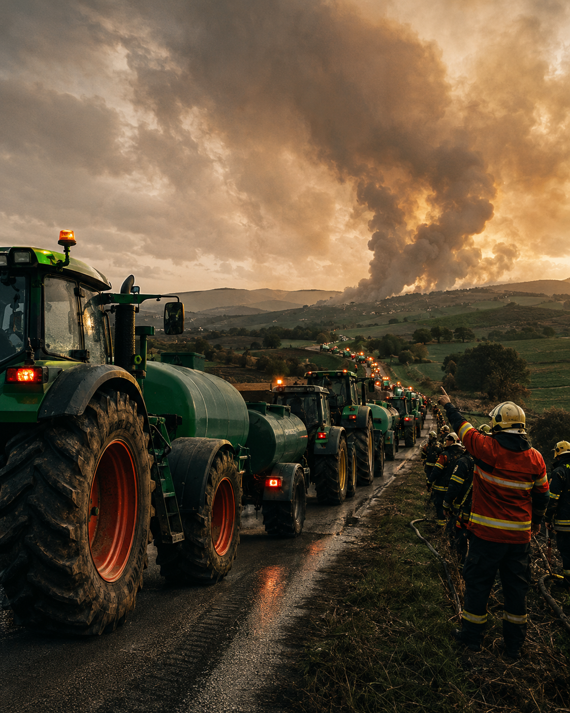 Tractores contra el fuego: los agricultores franceses pusieron agua donde faltaban manos