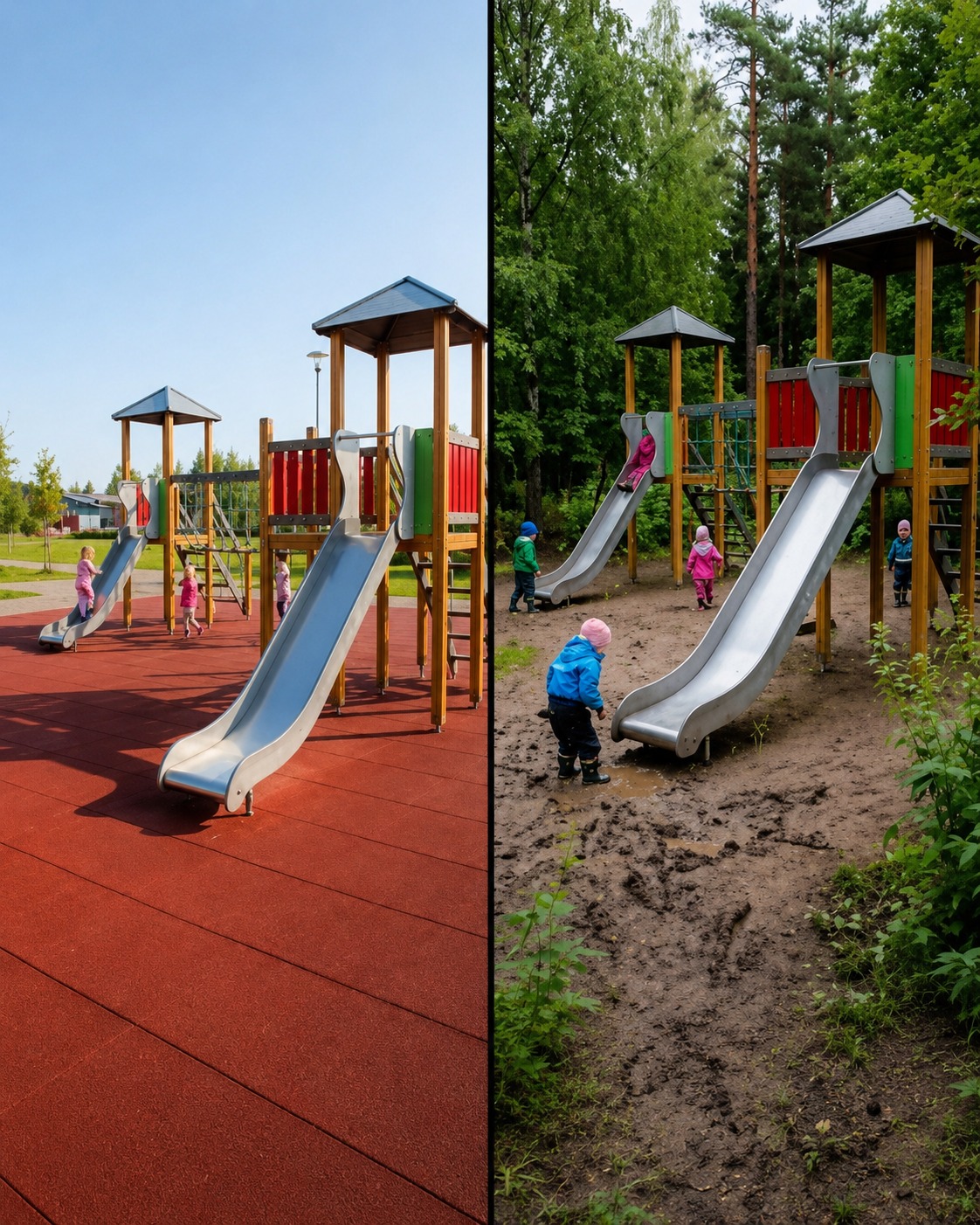 Finlandia cambia superficies artificiales por bosque en patios infantiles: jugar con tierra también entrena defensas