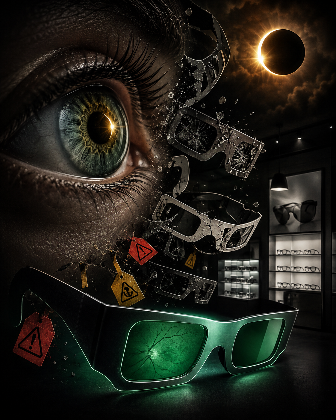 El eclipse delata al «mercado»: retiran gafas vendidas incluso en ópticas y la confianza ya no basta