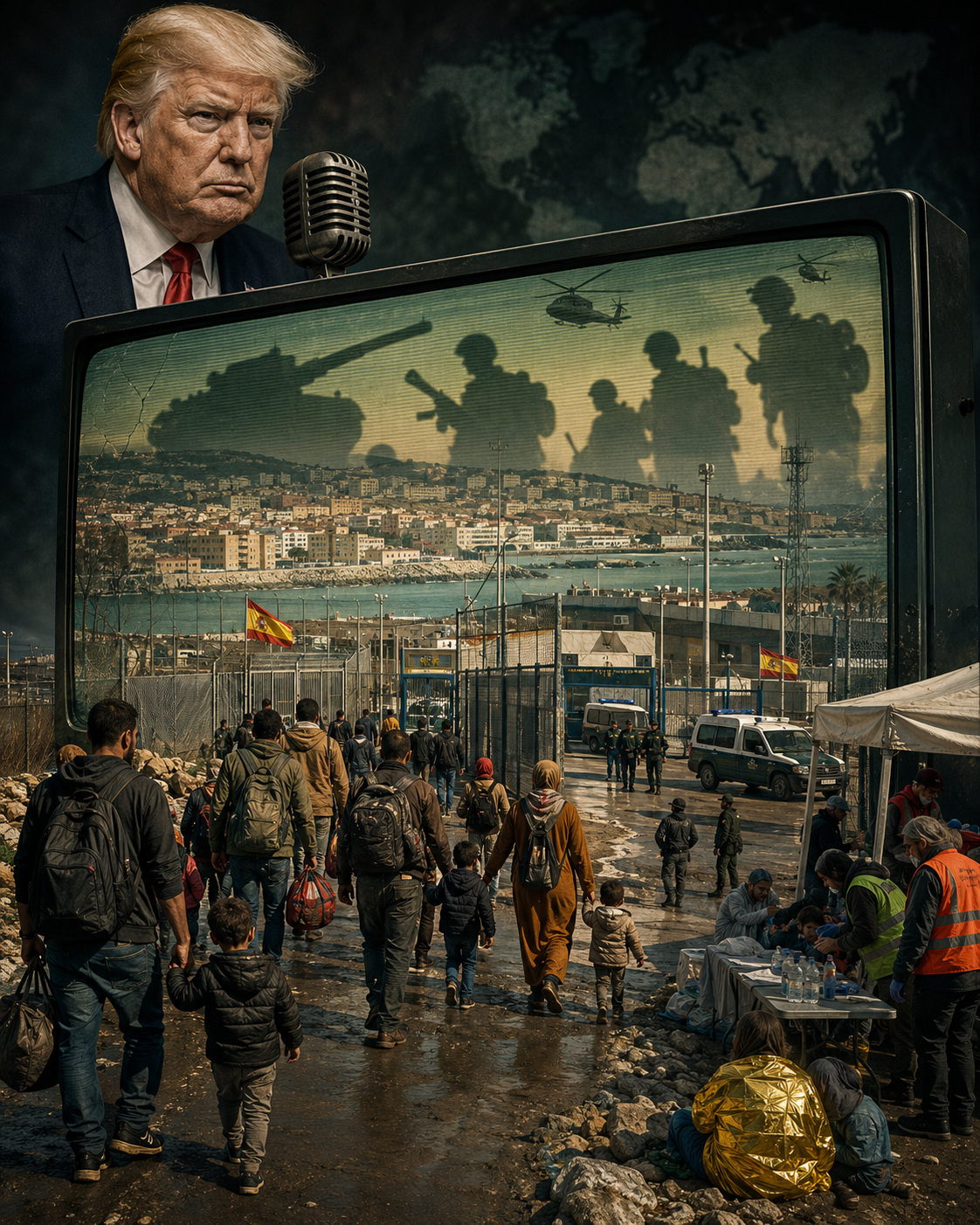 Trump mira a Ceuta y habla de guerra: dice que la migración es «peor que una invasión militar» y que España será destruida