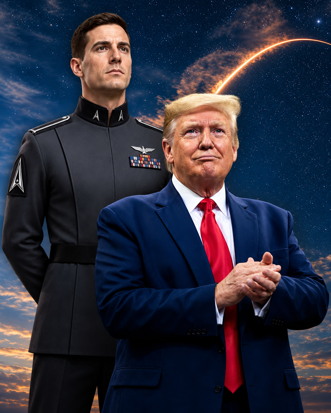 Trump viste de negro a la Fuerza Espacial: su inspiración era una sátira fascista y las redes vieron a las SS