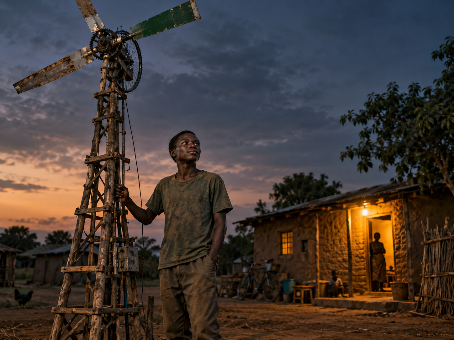 William Kamkwamba tenía 14 años y construyó un molino con chatarra para llevar luz a su aldea en Malaui