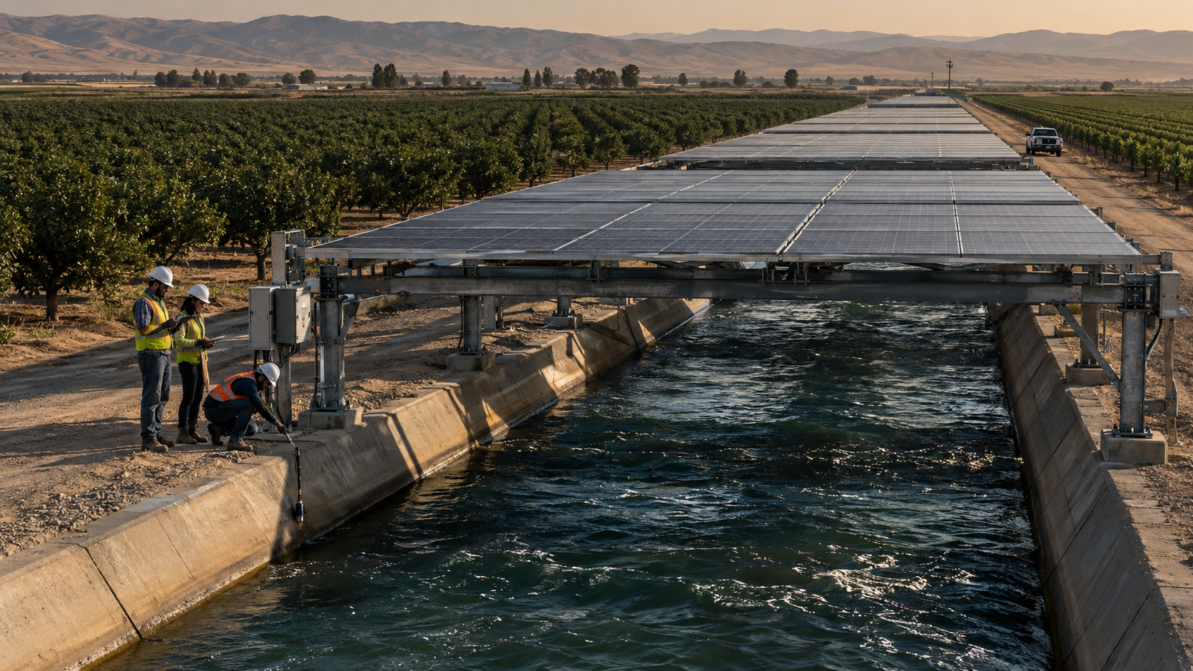 California cubre canales con placas solares para producir electricidad sin ocupar más suelo
